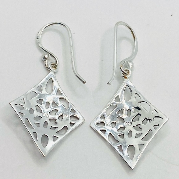 925 Marsala Sterling Silver Earrings Drops Dangles 2g Thailand Geometric - Picture 11 of 11